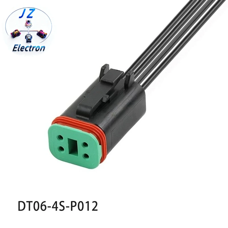 5PCS/SET DT06-4S-P012 With 10CM Wire Harness Automobile 4 Hole Harness Black Plug waterproof connector