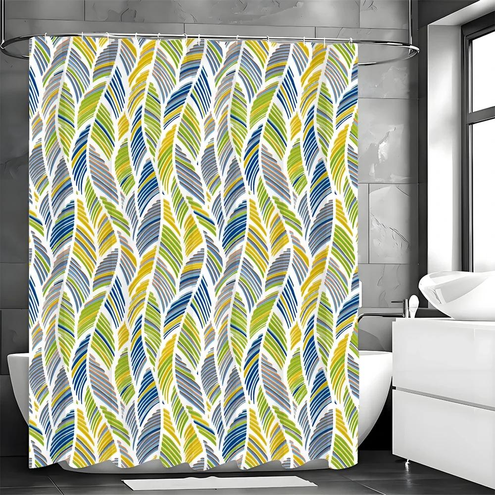 

Modern Creative Leaf Shower Curtain, Bathroom Decorative Shower Curtain, Waterproof Shower Curtain with Hooks