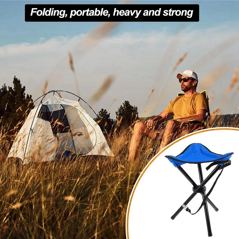 Portable Folding Camping Stool, Tripod Seat, Folding Camping Chair, Outdoor Travel Medium Chair For Picnic Garden Lawn