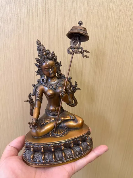 15CM Tibet Usnisa-sitapatra Gdugs Ka Buddha Copper Statue