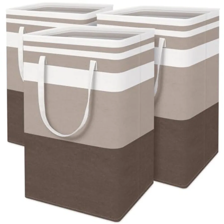 

3-Pack Laundry Basket Freestanding＆Waterproof Laundry Hamper Collapsible Tall Clothes Hamper with Easy Carry Handles for Clothe