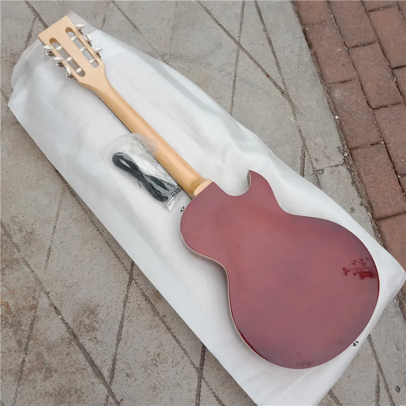 Left and Right Handed Semi Hollow Electric Guitar,Orange Flame Maple Top, Mahogany Body, Rosewood Fingerboard, BJ-117 450