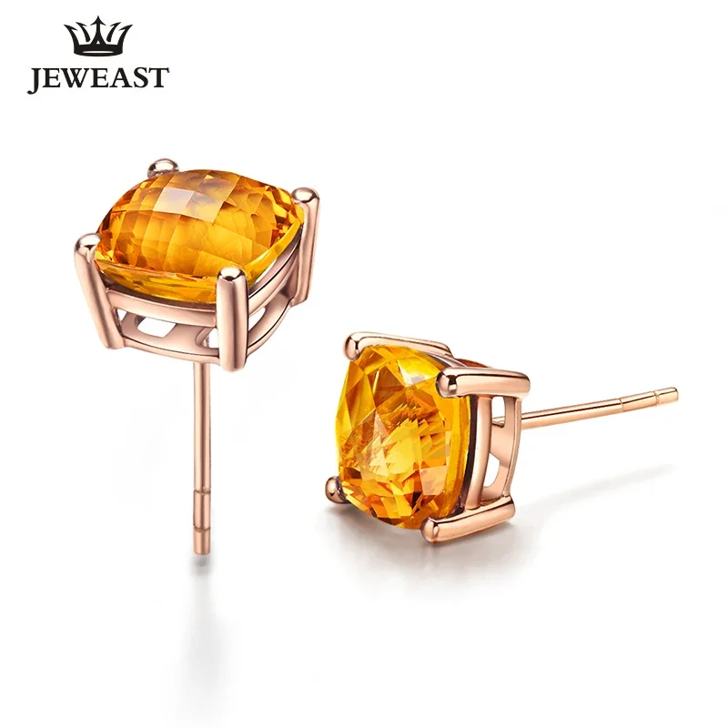 

Natural Citrine 18K Earring Real AU 750 Solid Gold Earrings Diamond Trendy Fine Jewelry Hot Sell New 2025