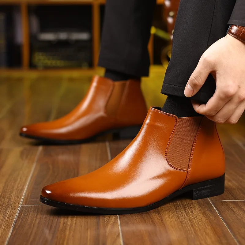 Men Minimalist Fashionable Chelsea Boots Classic Non Slip Elastic Band Multi-functional for Business Leisure Daily Commuting