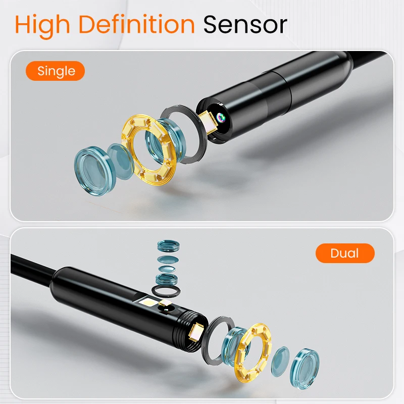  4.3'' Hand-held Screen Endoscope Camera 2-100m Single&Dual Options Detachable Design, IP67 Borescope for Inspection Pipe&Car