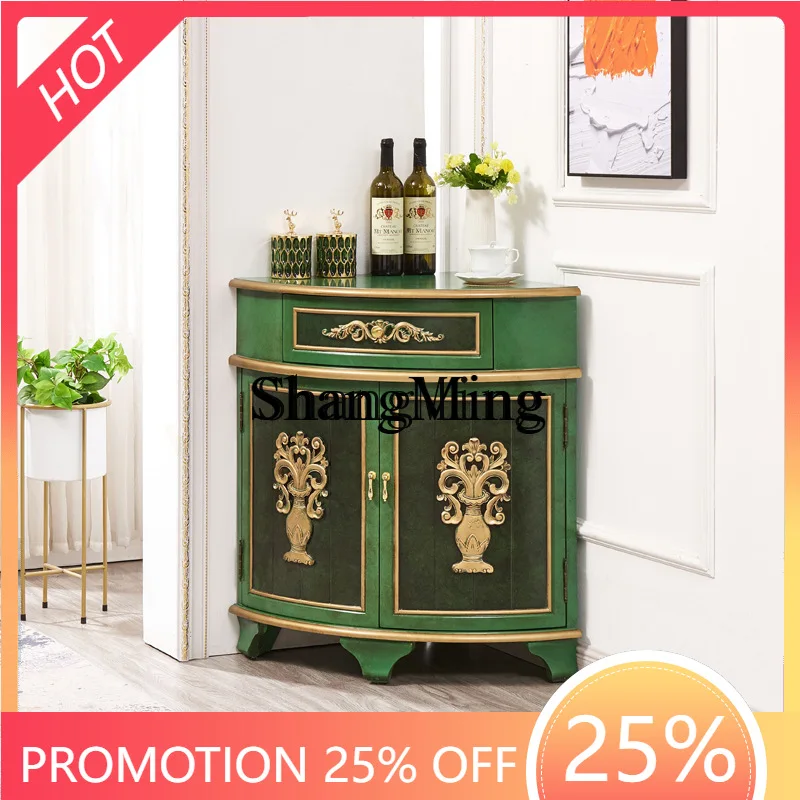 SM triangle wine cabinet living room corner locker fan door wall corner cabinet