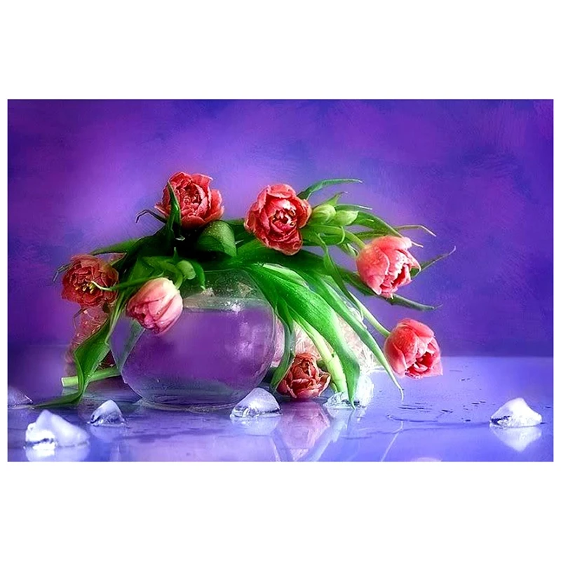 DIY Diamond Painting Diamond Embroidery Round Resin Diamond Cross Stitch Home Wall Decor 30X40cm,Ice Flower