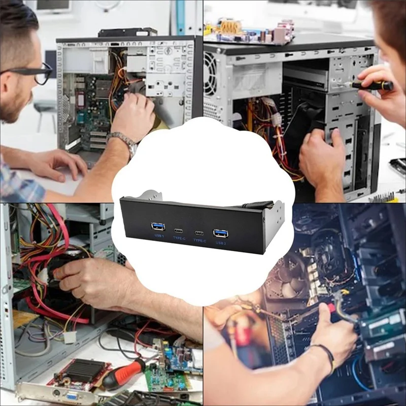 

Ingenious-USB3.2 TYPE-C Панель оптического привода 10 Гбит/с 2X USB GEN2 + 2X TYPE-C 3,5-дюймовый 5,25-дюймовый концентратор 19-контактный разъем C-порту спереди и сзади