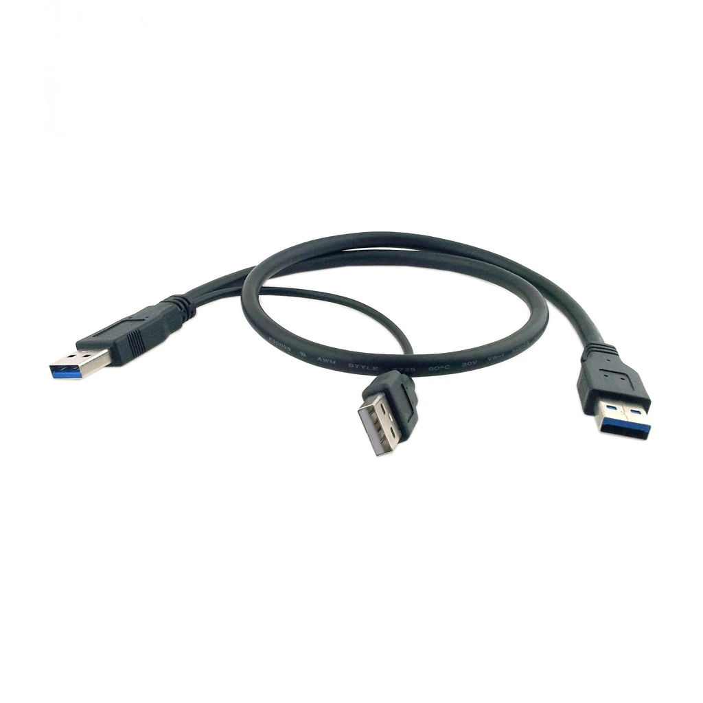 CY Xiwai Super Speed USB 3.0 Power Y Cable Two A Male to USB Male for Mobile Hard Disk