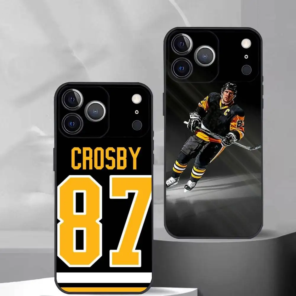 

Hockey Player Sidney C-Crosby Phone Case For iPhone 17, 16,15,14,13,12,11 Plus,Pro Max, Others Soft Black Cover