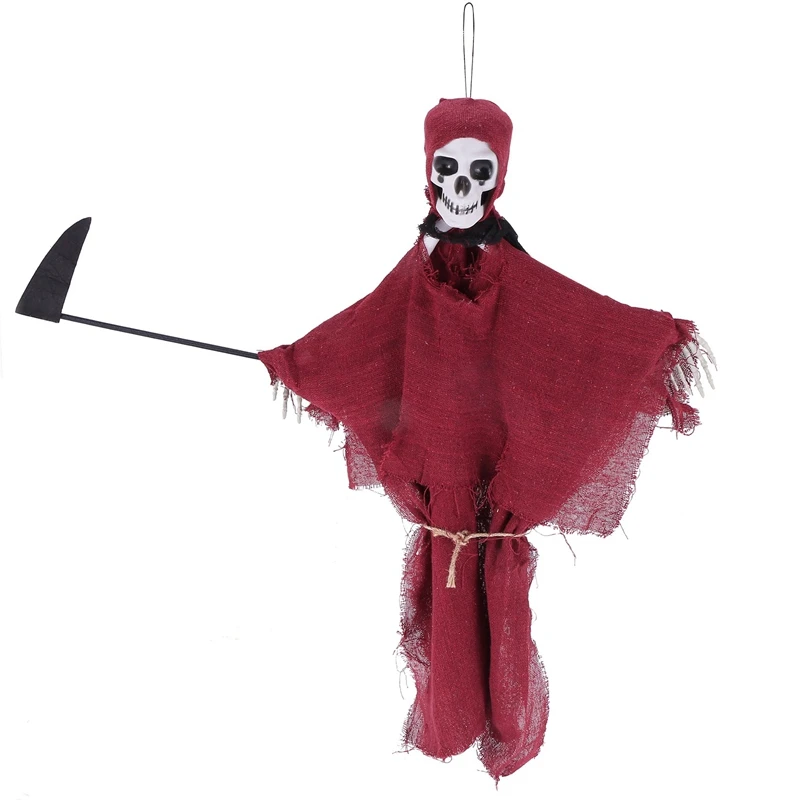 Halloween Hanging Ghost Scary Horror Red Skull And Sickle Grim Reaper Pendant Halloween Decoration Props