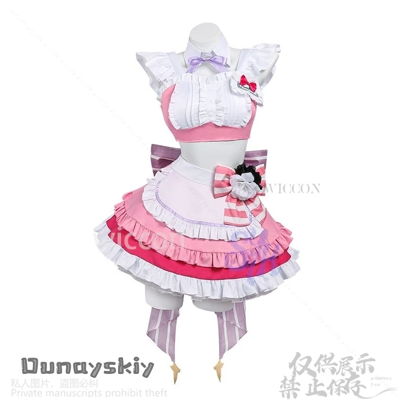 Anime Game NIKKE：The Goddess Of Victory Cosplay Dorothy Doro Coffee Maid Costume Kawaii Pink Ruffles Bow Cake Dress Halloween