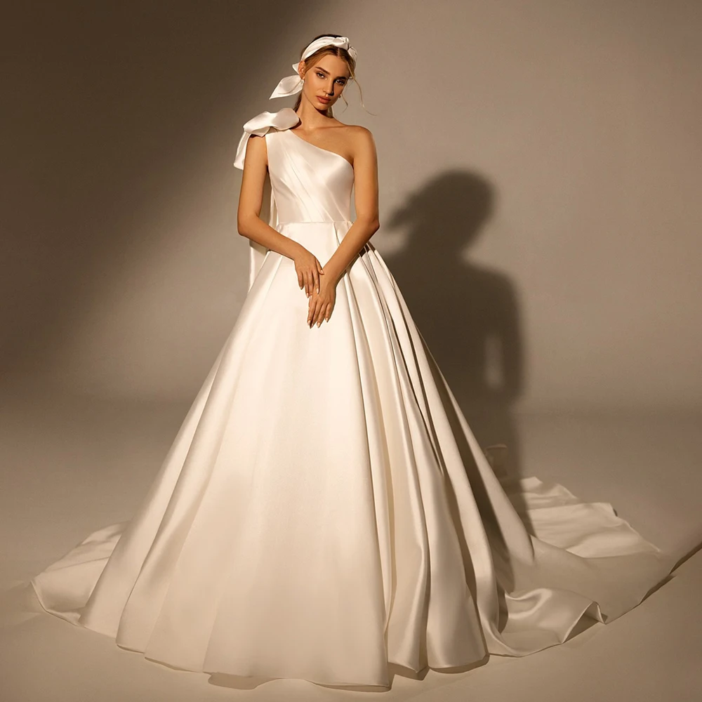 

One-Shoulder Wedding Dresses A Line Customized Bridal Dress For Wedding платье на выпускной с корсетом