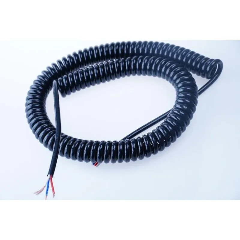 Suitable for Spring Wire 2  3  4 Cores Telescopic Spiral Cable National Standard Copper Core  Black High Elastic Power Cord