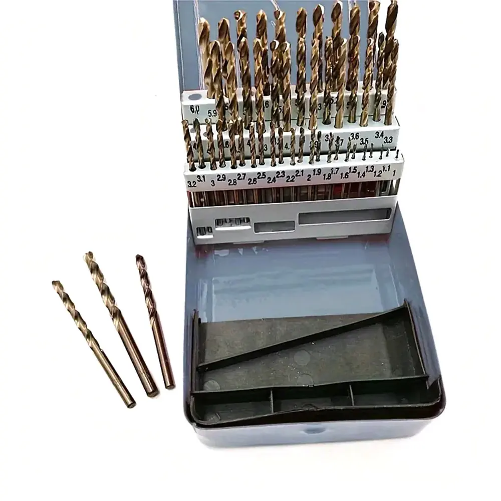 Podofo Cobalt Drill Bit 51pcs 1-6mm M35 Cobalt Drill Bit Set Metal Case for Stainless Steel Metal Drilling Hole Opening Tool Set