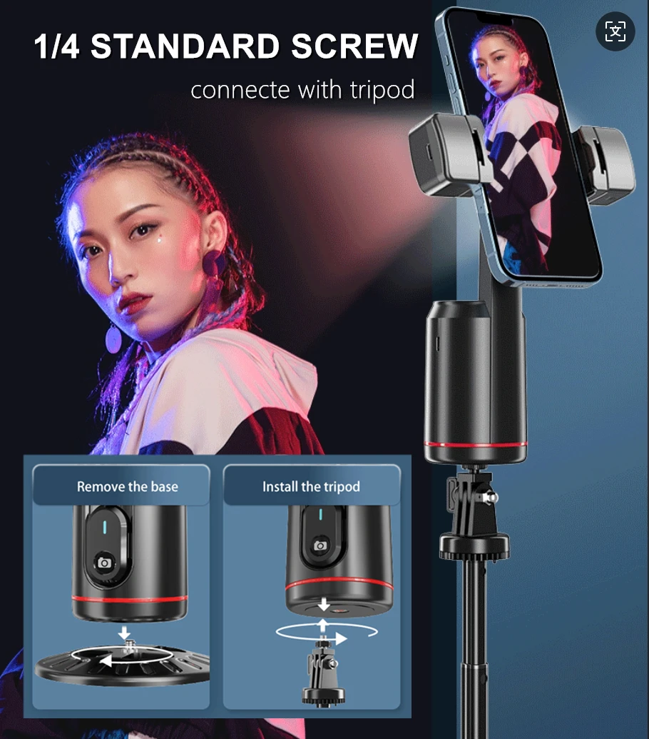 Smart Auto Face Tracking Gimbals Intelligent 360° Follow Selfie Stick for Phone GoPro Action Camera Video Record Live Streaming