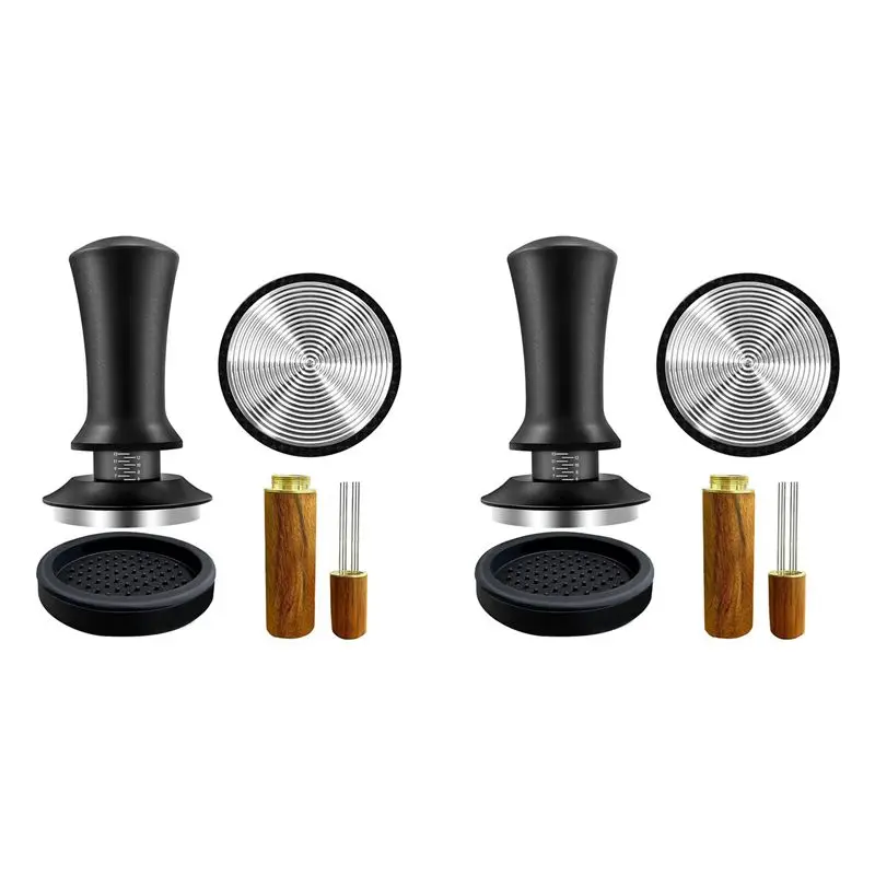 ABZC-2X Coffee Espresso Tamper 51Mm With WDT Tool Calibrated Spring Loaded, With Silicone Mat, For Espresso Coffee Machine