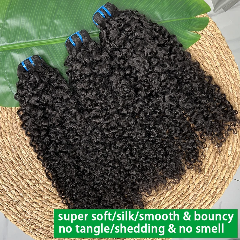 18A البورمية مجعد حزم 100% نسج على شكل شعر إنسان Tissage الخام عذراء وصلات شعر غير معالجة لحمة مزدوجة يمكن التبييض # 613 لون