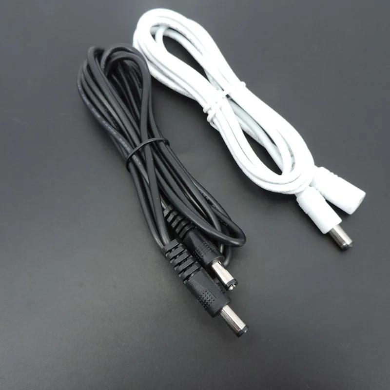 22awg 3A DC męski na męski żeński Adapter zasilania biały czarny kabel Wtyczka 5.5x2.1mm Przewód połączeniowy 12V Przewody przedłużające a