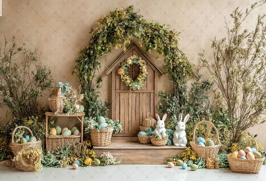 Mehofond التصوير خلفية الربيع عيد الفصح بوهو الأزهار منزل البيض الاطفال كعكة عيد ميلاد سحق صورة ديكور خلفية صور Studi