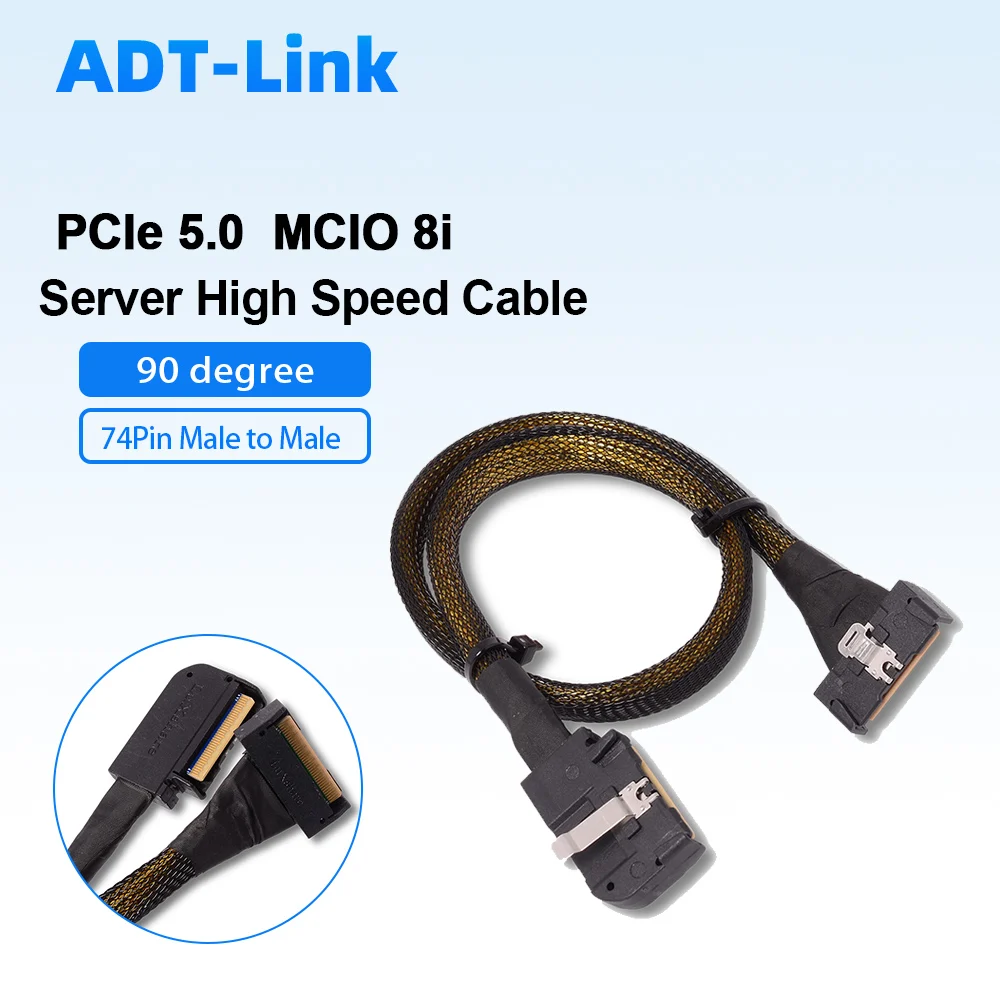 

PCIe 5.0 32Gbps MCIO 8i 74Pin Cross Cable Male to Male, Straight/ 90 degree Angle High Speed Server Data Center Cable 0.5m 0.4m