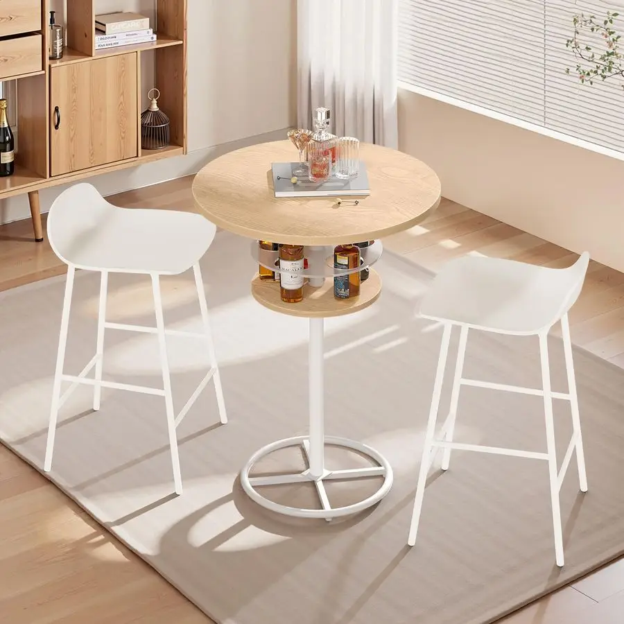 

36 Высокий барный стол, прочный каркас с металлическим основанием для коктейлей, паба, простая сборка, дуб