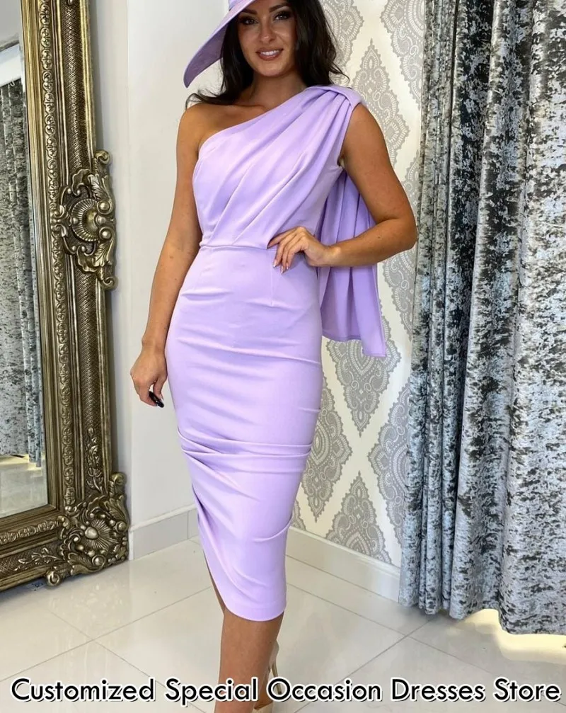 

Elegant 2026 Mother Of the Bride Dress Exquisite One Shoulder Wedding Guest Gowns Sheath Ruffles Evening Dresses Customized