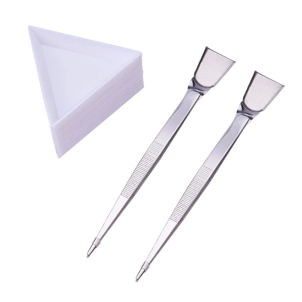 

22Pcs Jewelry Tool Display Set Medium Serrated Tweezers Scoop Shovel for Diamond Beads Jewelry Making Craft Accessories