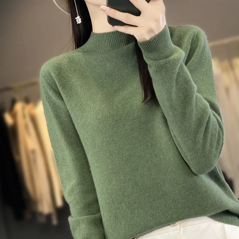 Cashmere Sweater Women Knitted First line ready to wear clothing Sweater Female Half high collar Cashmere Sweater Women