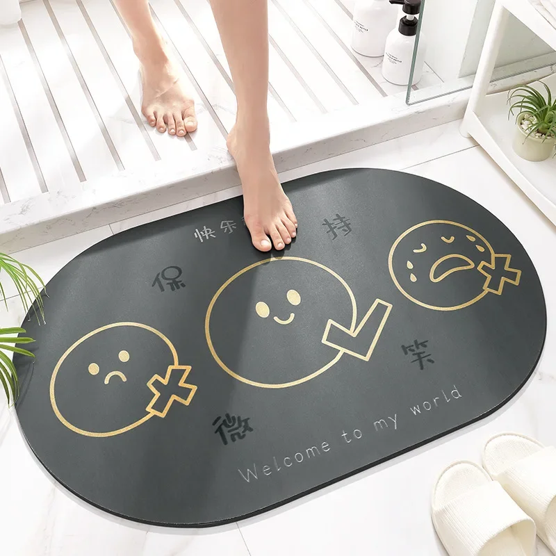 Non-Slip Nappa Diatomaceous Absorbent Bath Mats, Toilet Floor Mats, Soft, Quick Dry, Doorway Carpet, Home Entrance Door, Bedroom