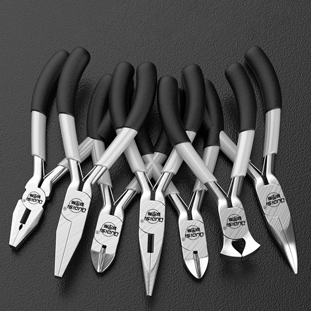 Mini Pointed Toothless Flat Mouth Extended Needle Mouth Oblique Mouth Pliers Flat Mouth Wire Binding Pliers Set DIY Tools Pliers