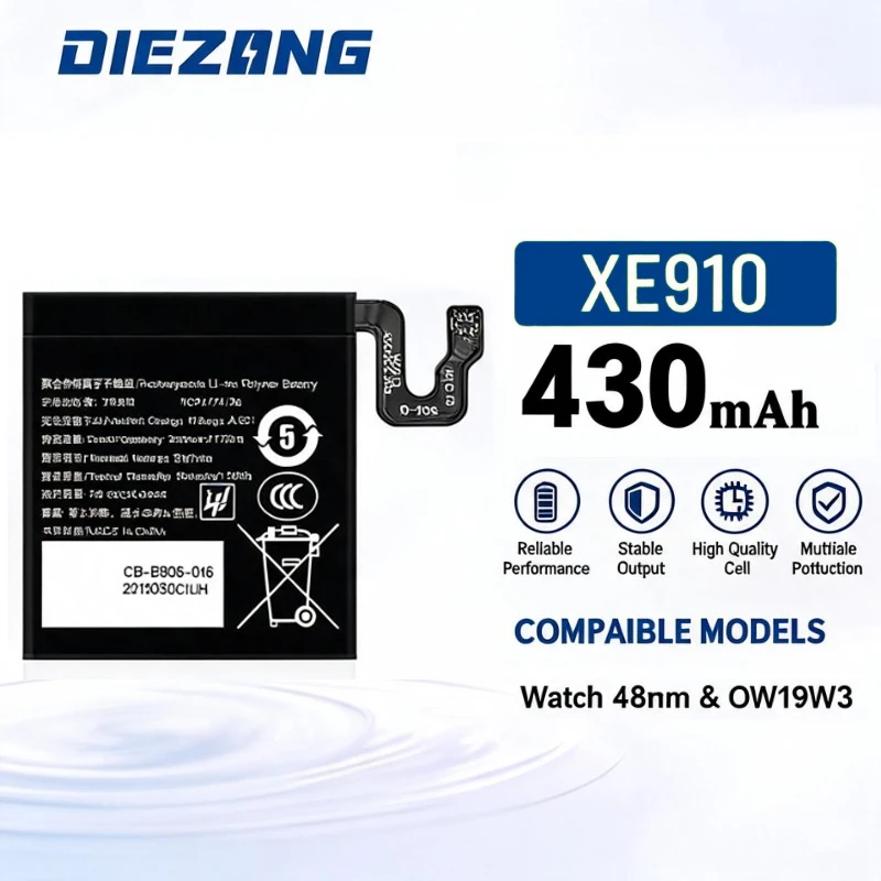 High Magnification XE906 3.78V 430mAh Battery for OPPO Watch 46mm/OW19W3 Long-lasting Smart Watch Batteries Fast Shipping