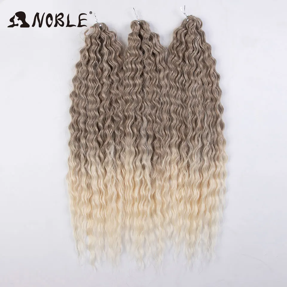 Noble Hair Synthetic Twist Crochet Curly Hair 24 Inch Water Wave Braid Hair Ombre Blonde Brown Deep Wave Braiding Hair Extension image 3
