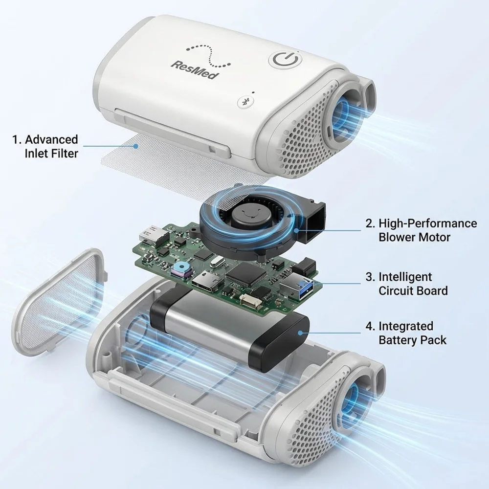 Resmed Portable AirMini CPAP Full Set Auto AirMini Home Bluetooth Medical Non-invasive Snoring Sleep Ventilator - Image 6