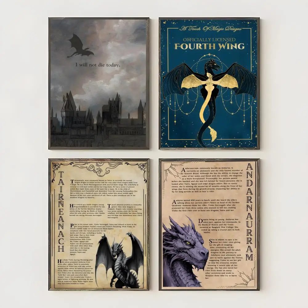 Anime Novel F-Fourth Wing Poster Waterproof Canvas Art Wrinkle Free Wall Hanging For Home Living Room Bedroom Decor