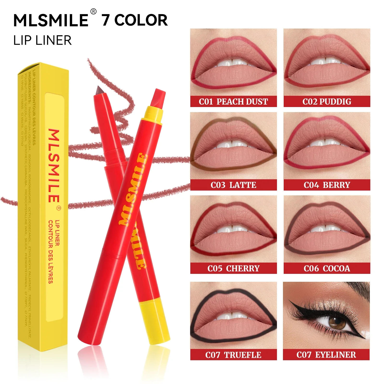 Penna automatica per labbra setosa 2In1 Pennello in silicone a doppia testa Lipliner Rossetto Impermeabile a lunga durata A prova di sudore A prova di sbavature