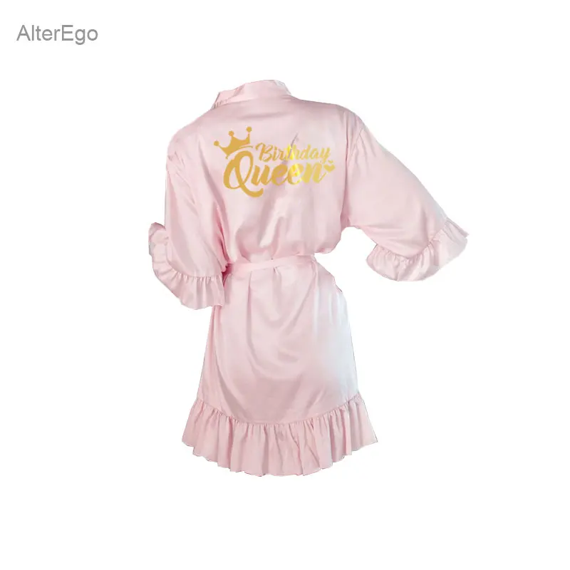 Birthday Queen Robe Birthday Squad Gift Daughter Group Party Short Kimono Birthday Bundle Girl Dressing Gown Bathrobe Blush Robe