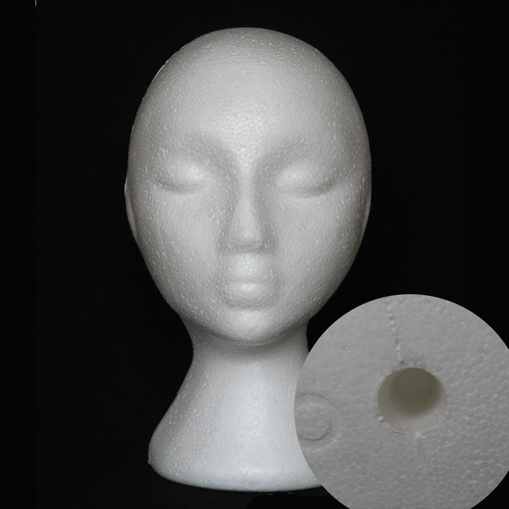 

Female Mannequin Head White Polystyrene Styrofoam Foam Head Model Stand Wig Hair Hat Headset Display Stand Rack