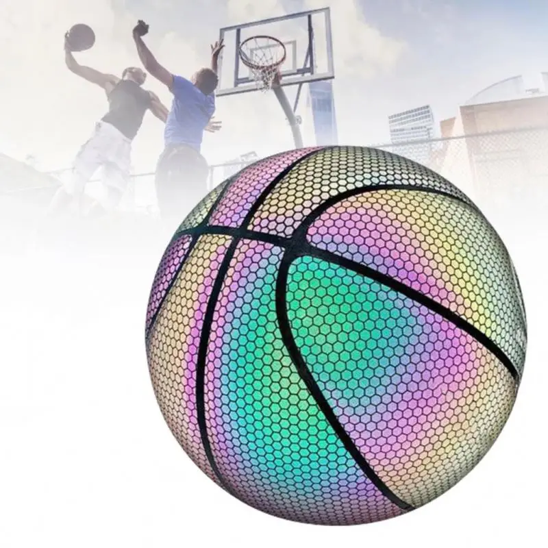 

Holographic Reflective Basketball Ball Size 7 PU Woman Man Sports Luminous Indoor Outdoor Professional Training Balls