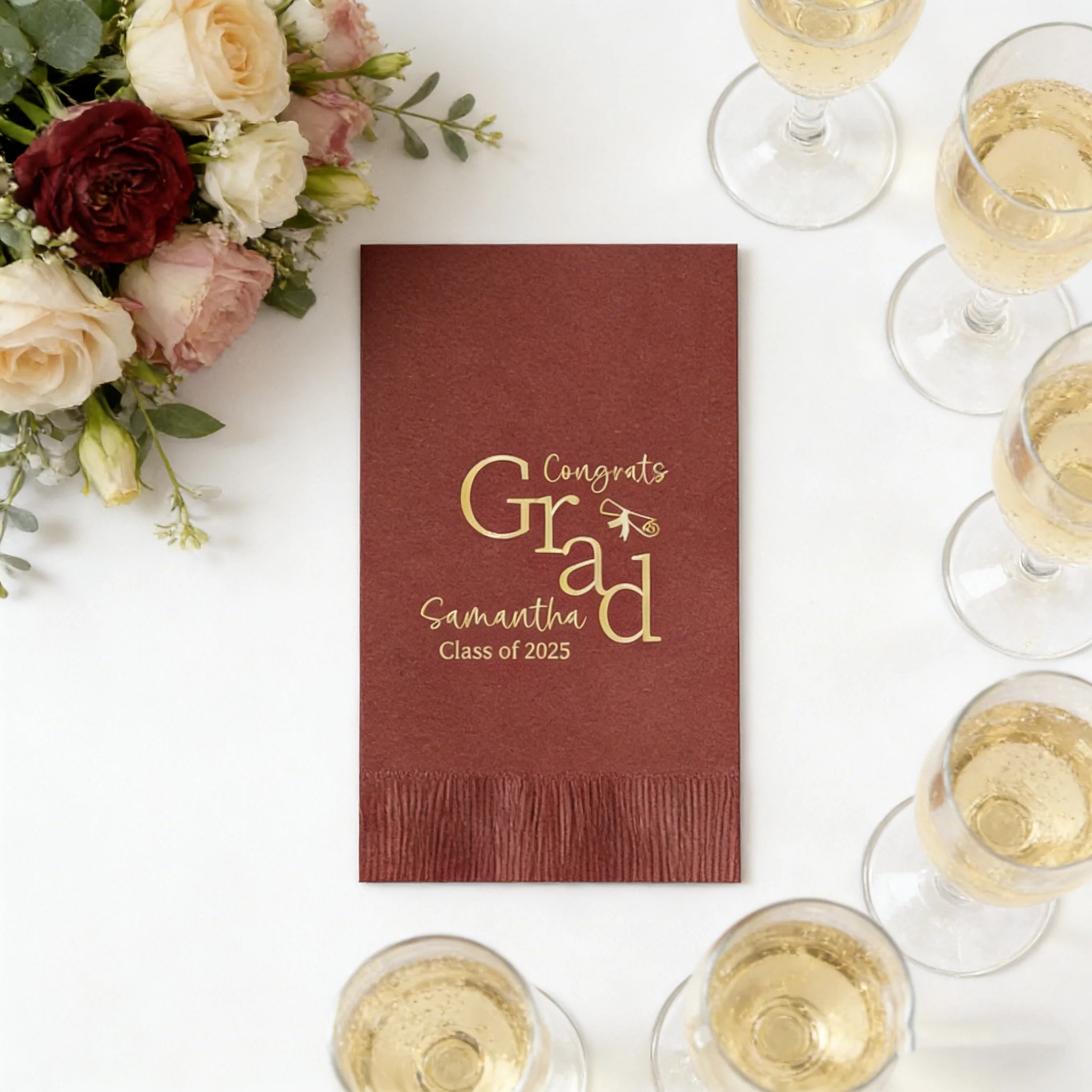 

50 шт. персонализированных полотенец для гостей на выпускной и салфеток для ужина, бумажные полотенца с индивидуальной монограммой