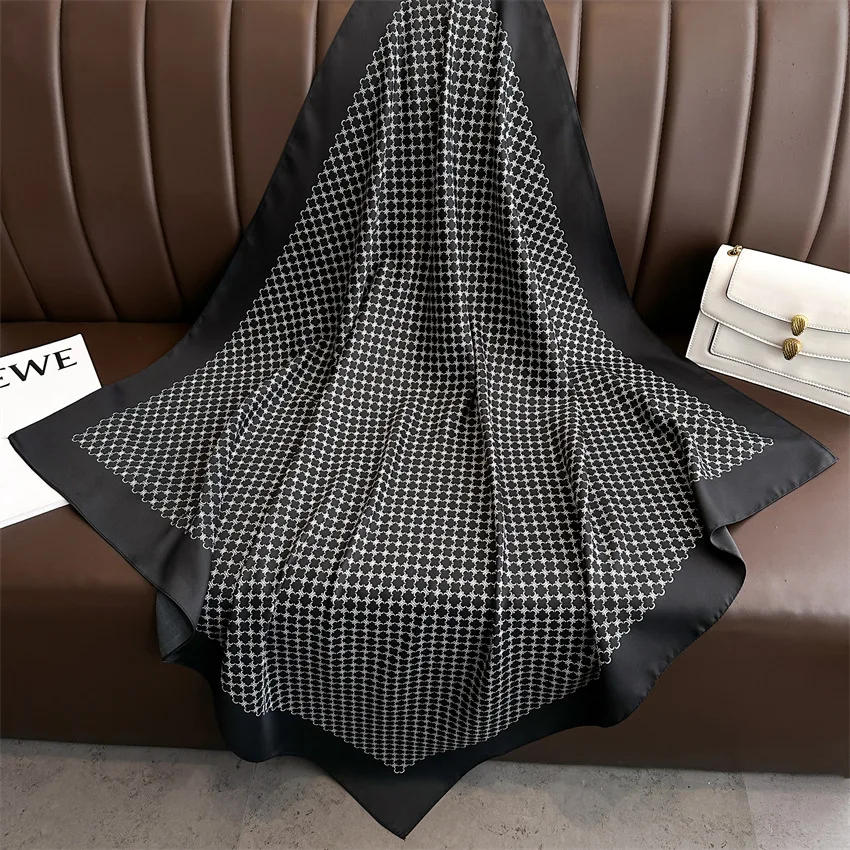 Neue 90*90cm Silk Schal Scarftop Headwraps Für Frau Mode Vier Jahreszeiten Haar Zubehör Hijab Foulard Bandana schal kopftuch – Detail 3