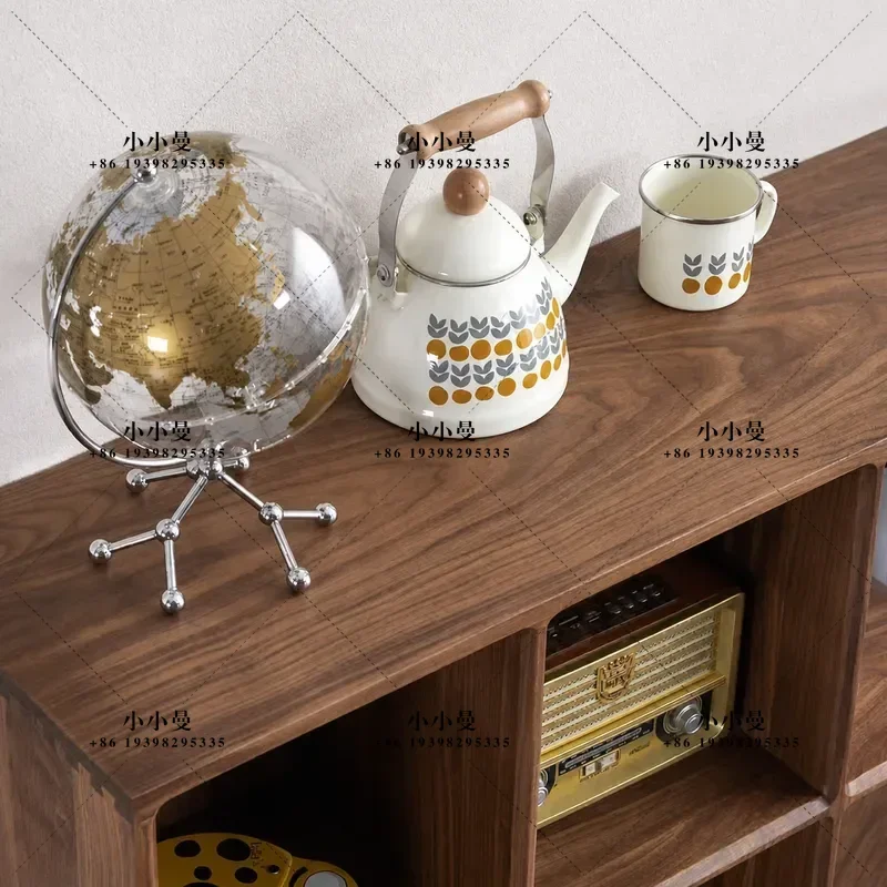 North American Black Walnut Display Cabinet Modern Simple Living Room Low Bookshelf Solid Wood TV Cabinet Floor Storage