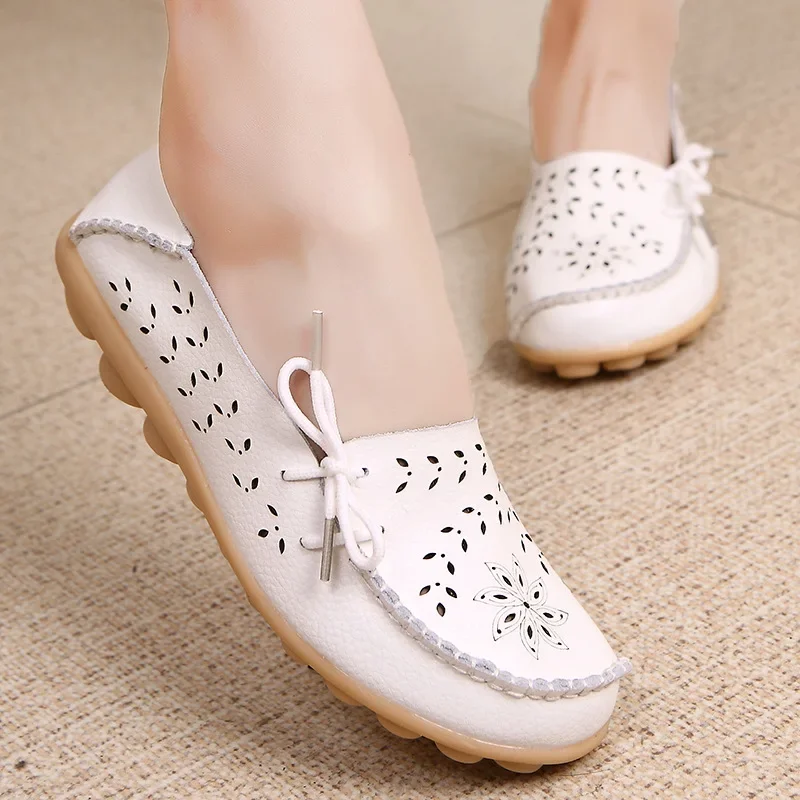 Women Shoes Leather Ballet Flats Zapatos Mujeres 2024 Trend Loafers Women\'s Summer Shoes Casual Flats Breather Summer Footwear