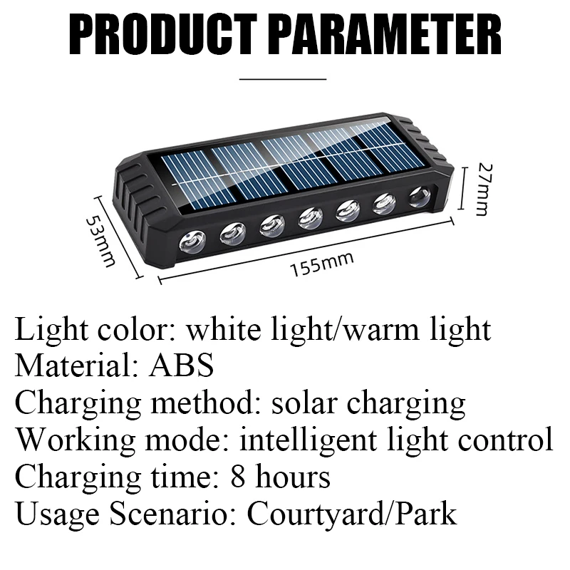 Luces solares de 14LED para exteriores, iluminación de pared alimentada por energía Solar, impermeable, para cubierta de casa, paso, Patio,