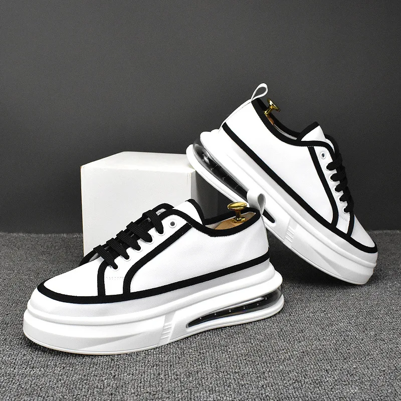 

men's fashion original leather shoes lace-up flats shoe comfort air cushion white sneakers brand designer platform footwear male