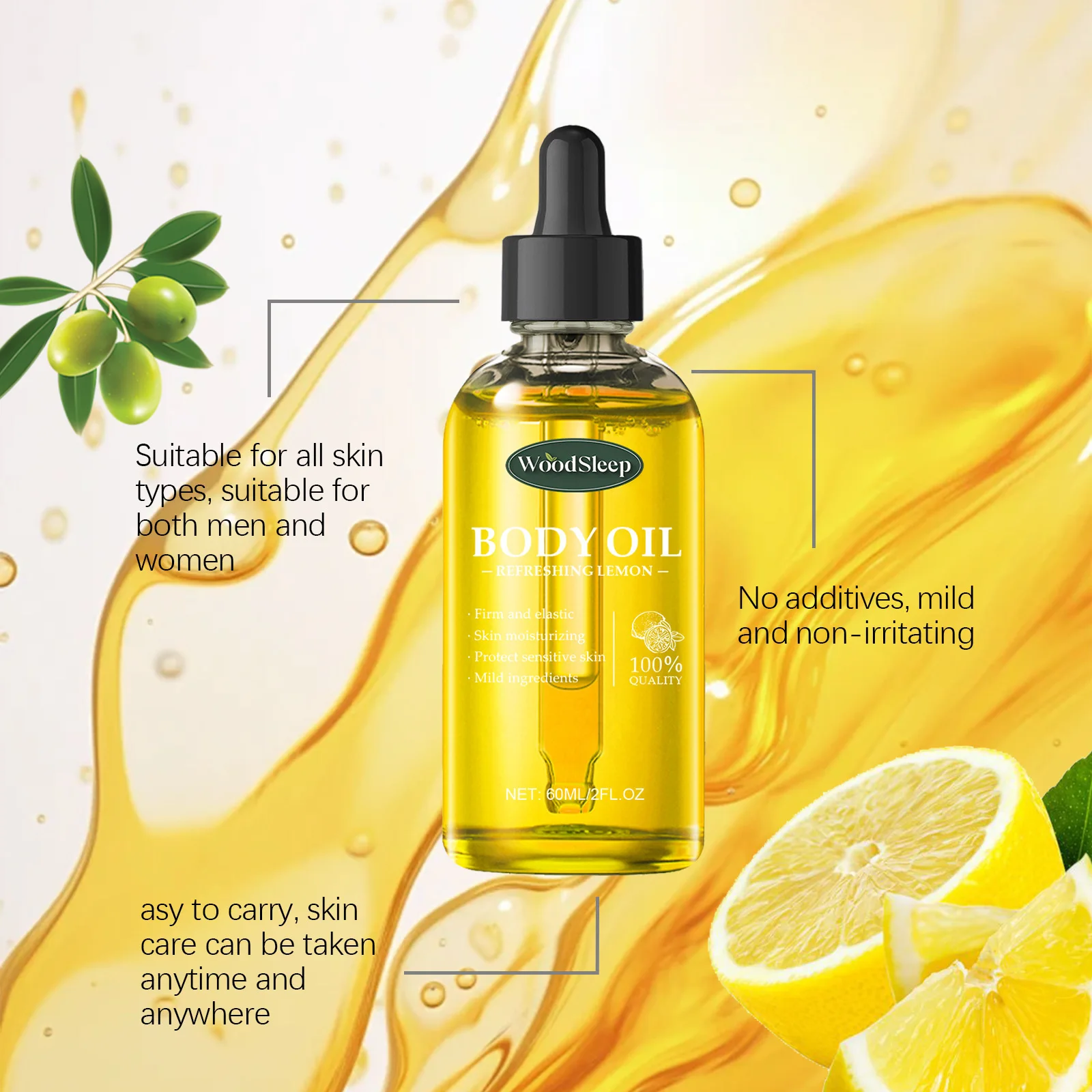 Lemon Body Essential Oil Improve Sculpting Strengthen Nourishing Repair Damaged Relieve Stress Scalp Treatments Hair Massage Oil