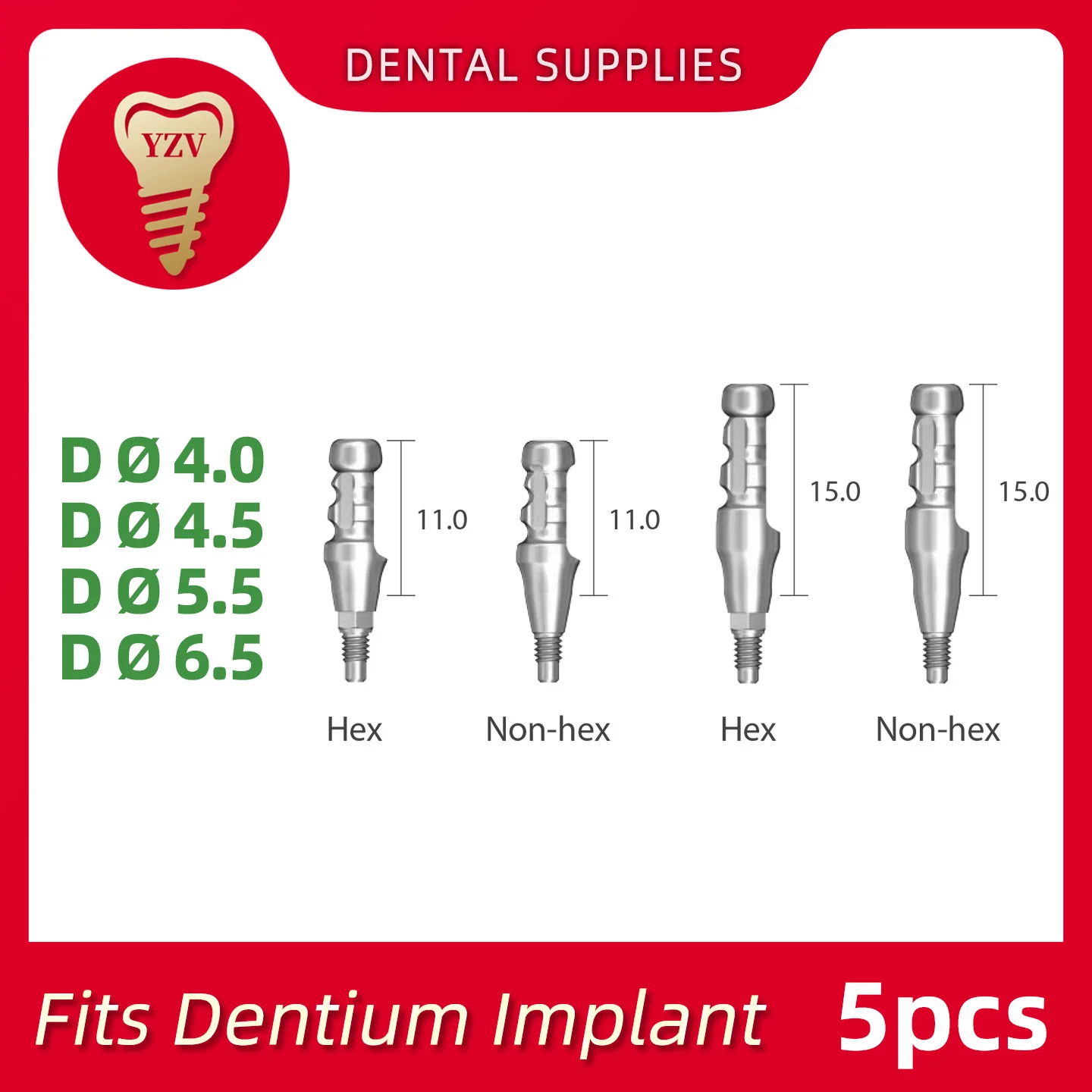 5Pcs Dental Closed Tray Impression Coping Transfer Titanium Alloy Compatible with Dentium Implant Accessories Lab Tools