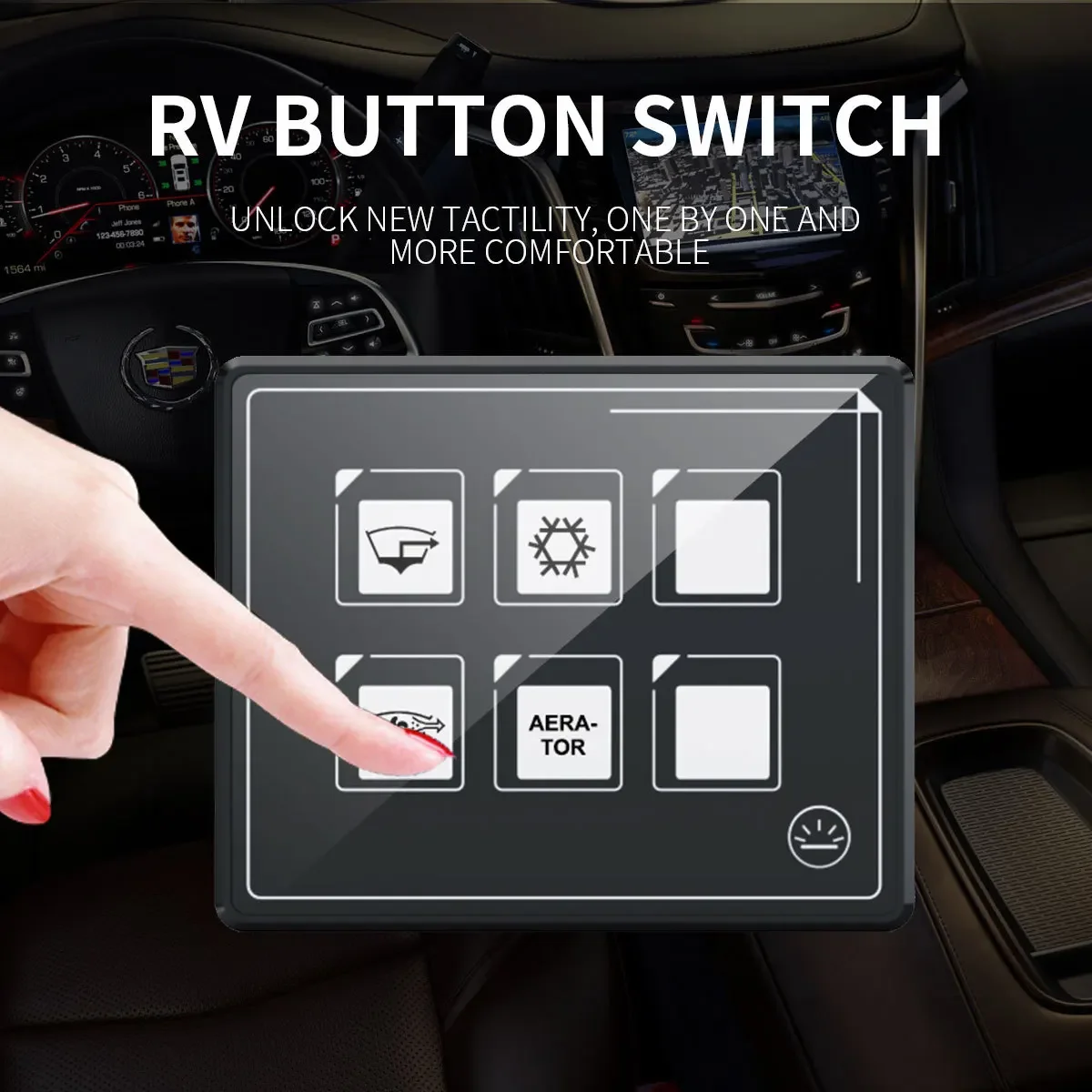 RV yacht modification 5mm film touch 6-position panel switch button can be set to reset switch