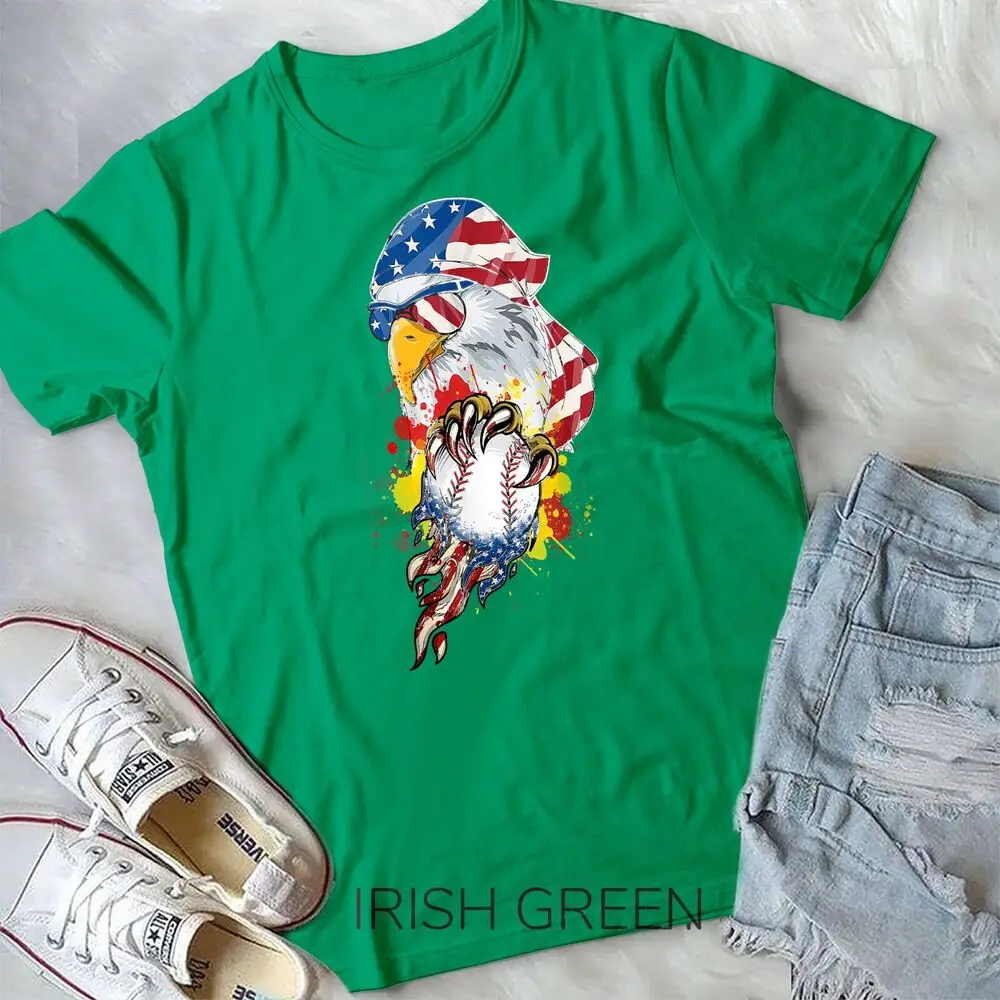 Bald Eagle Baseball 4th Of July Men USA American Flag Boys Unisex T-shirt