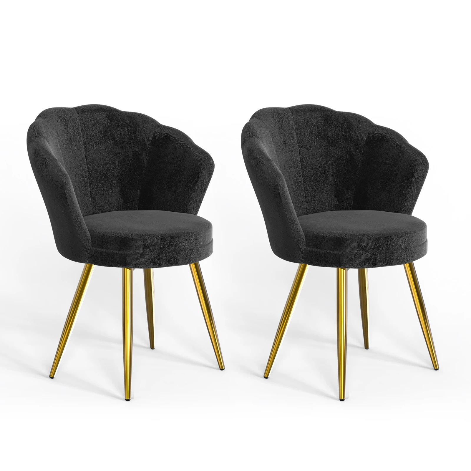 Chaise longue moderne en coquillage avec pieds en métal, coiffeuse avec coussin confortable pour chambre/salon